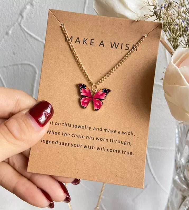 Make a wish Ketting Butterfly rood