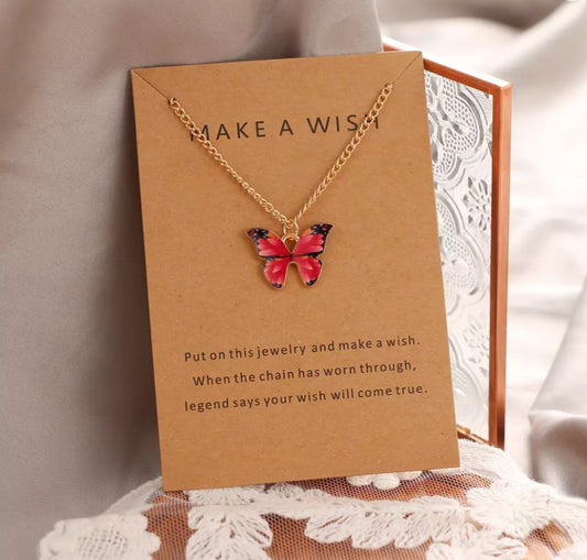 Make a wish Ketting Butterfly rood