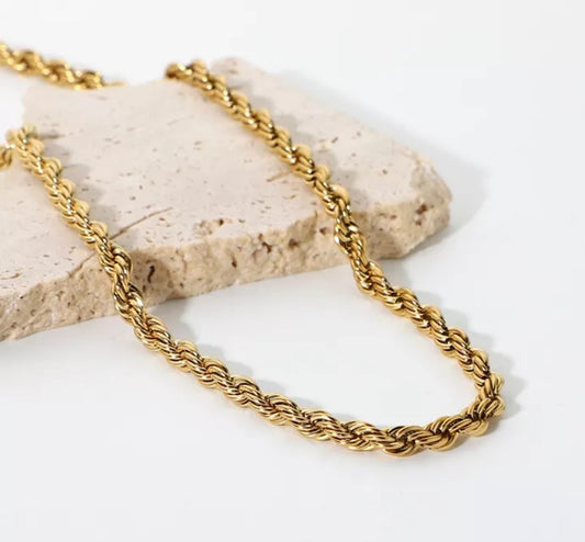 Gold RVS Rope chain ketting