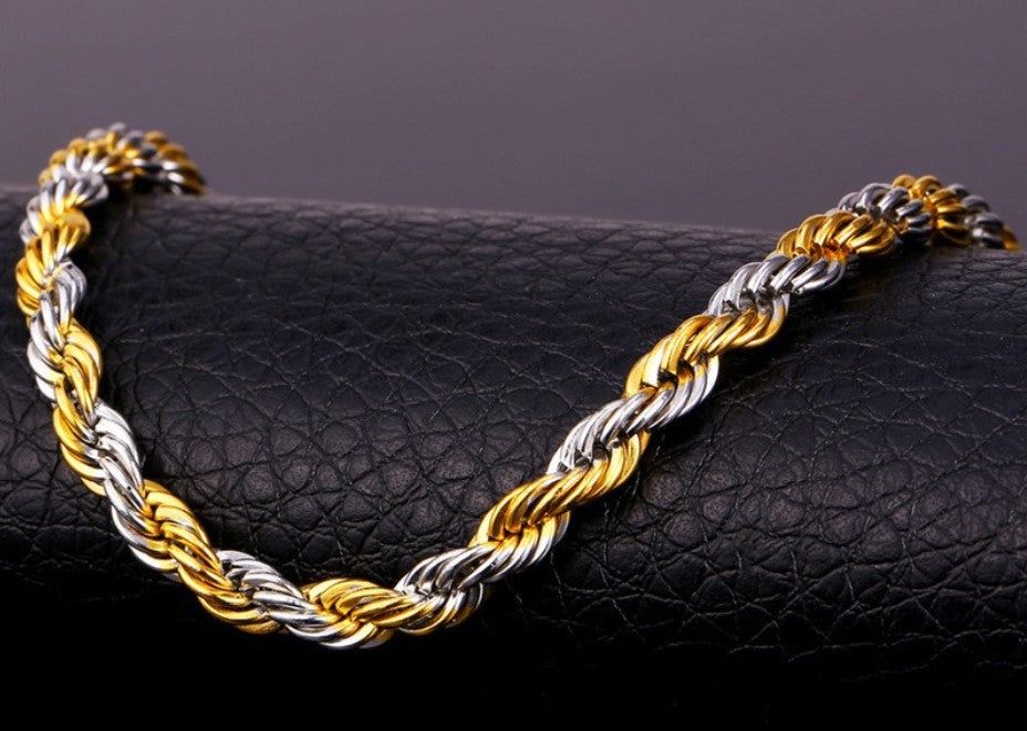 Goud/Zilveren RVS Rope chain Ketting